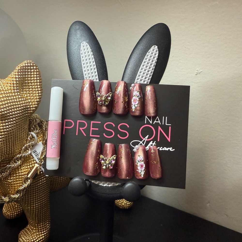 Metallic Brown Press On Nails